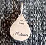 Silver handmade drop pendant with monogram, solid 950