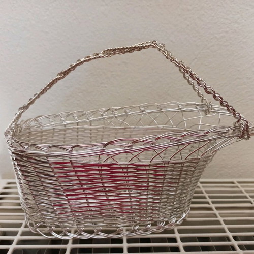 Metal woven wine bottle basket new, vintage luxury