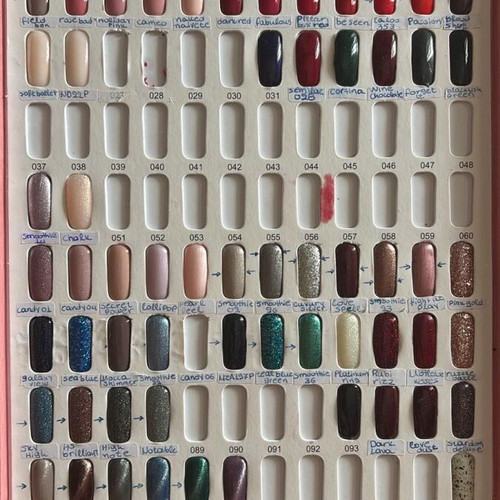 Semipermanent nail polish used, various brands and colors