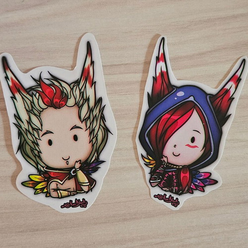 League of Legends Xayah and Rakan handmade stickers made to order