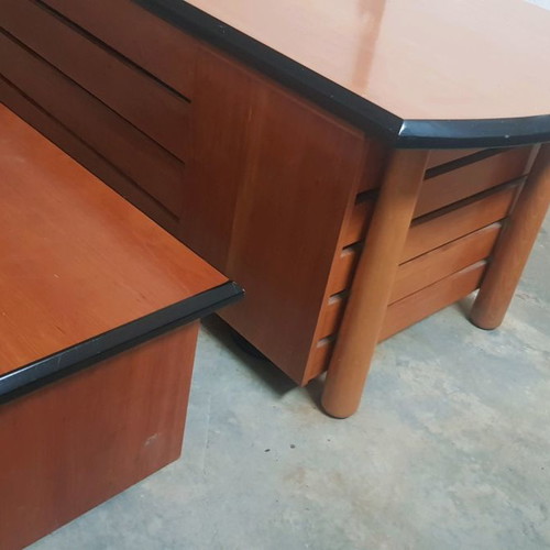 Executive desk set used, solid cherry wood