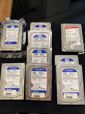 Hard Drives 9x 1TB 3.5" SATA III pack like new, total 9TB
