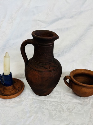 Cypriot Handmade Clay Pottery Used, 20 cm