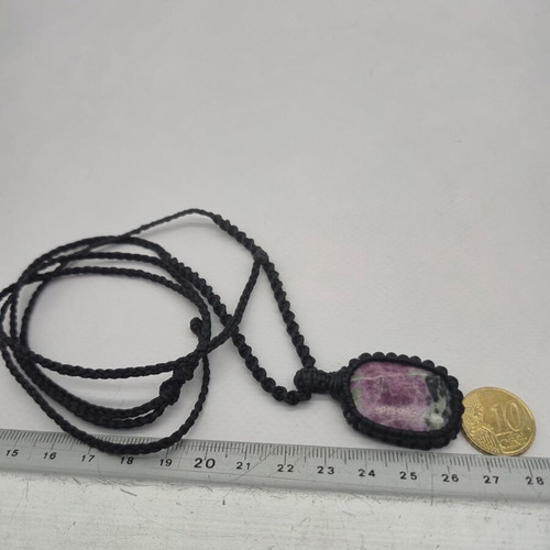 Macrame necklace with ruby in zoisite new, adjustable handmade jewelry