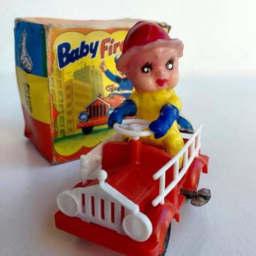 Wind-up fire extinguisher toy 60s Elvip new