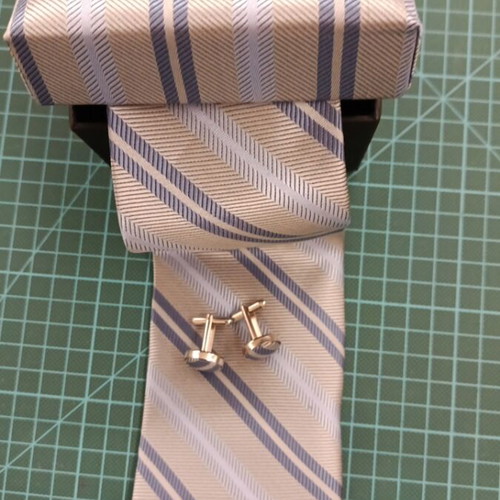 Tie set with cufflinks new gray and blue