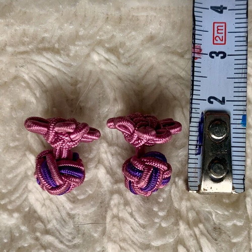 Oxford Company knitted Silk Knots cufflinks like new, pink and purple