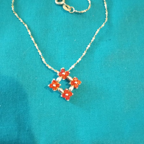 Pendant with garnets and zirconia like new, 42 cm chain