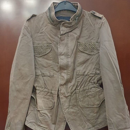 Zara jacket with studs, khaki green, size L