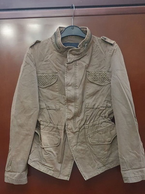 Zara jacket with studs, khaki green, size L