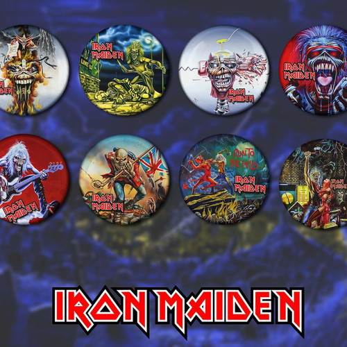 Iron Maiden pins set of 8, 3cm, high resolution, new