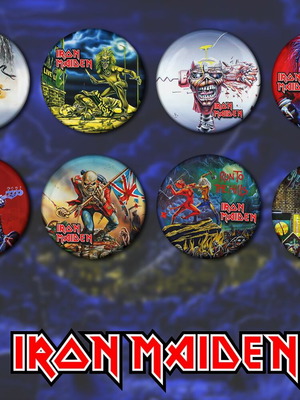 Iron Maiden pins set of 8, 3cm, high resolution, new