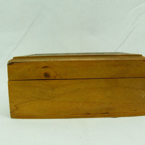 Old wooden jewelry box used, brown