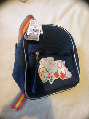 Children's backpack bag new, blue denim