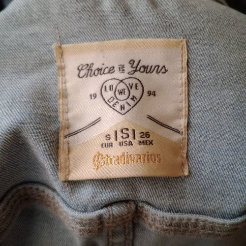Stradivarius sleeveless denim jacket used, turquoise, size S
