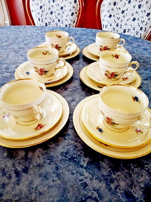 Antique set of six cups Danish Kobenhavns Porcelain Maleri 1930