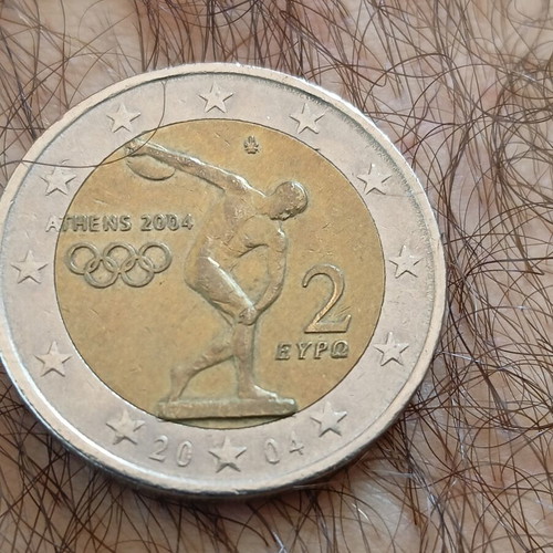 2 Euro Greece Athens 2004 Commemorative Coin used with errors