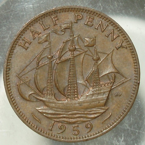 Half Penny coin used, lot of 3, United Kingdom