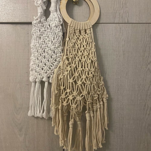 Set of two handmade macrame bags beige, new