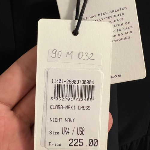 Reiss long cocktail dress dark blue XXXS new with minor defect