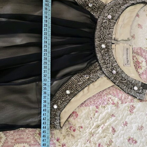 Rebecca Blu evening dress used, medium, black-beige with beads