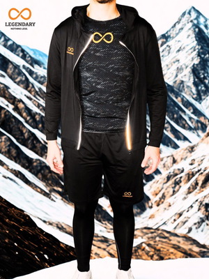 Legendary σετ Run Beyond Limits 5 τεμ dry fit αθλητικά ρούχα μαύρο γκρι καινούργιο