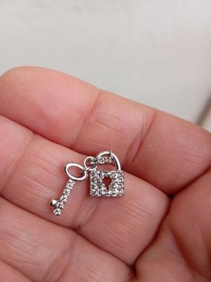 Swarovski element used, lock with key, silver