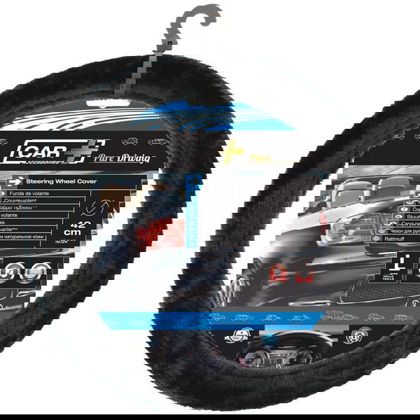 Κάλυμμα Tιμονιού Χνουδωτό Μαύρο Medium 37-39CM 2505091