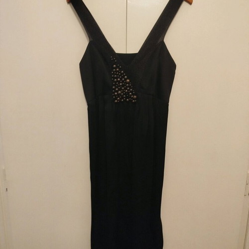 Black satin dress with straps like new, Crea Concept