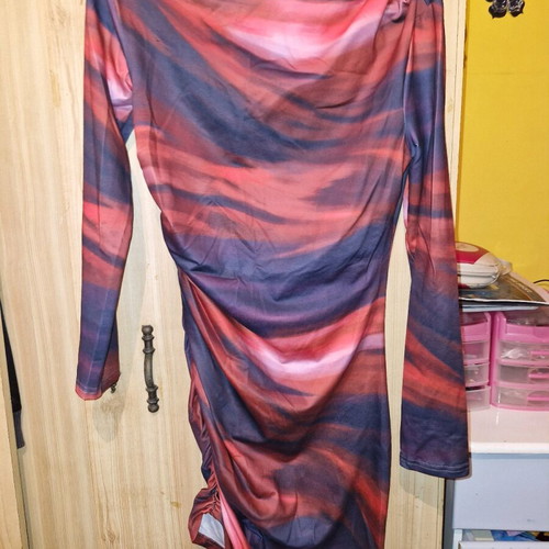 Shein printed dress new with side ruching size M