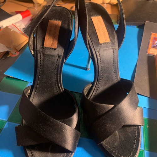 Zara satin sandals like new with crystals and 10 cm heel