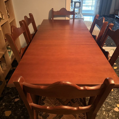 Solid wood dining table with 6 chairs
