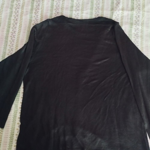 Long-sleeve black blouse with sheer design