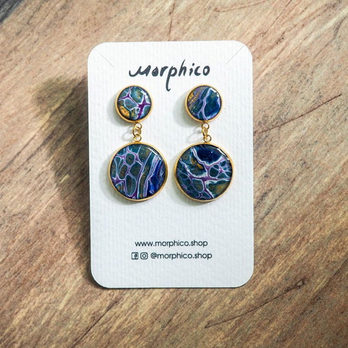 Artisan earrings new, handmade with acrylic paint and epoxy resin