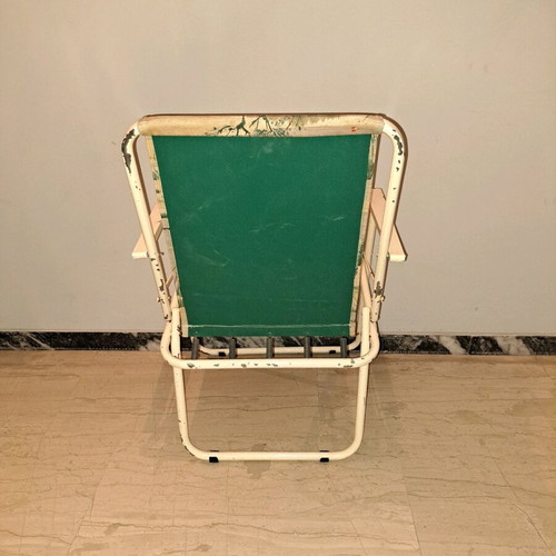 Set of metal folding beach chairs used, 3 pieces