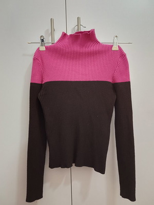 Zara turtleneck sweater like new, brown and pink, size S