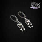 Love X Poison Handmade Stainless Steel Silver Hoop Earrings with Teeth Charms