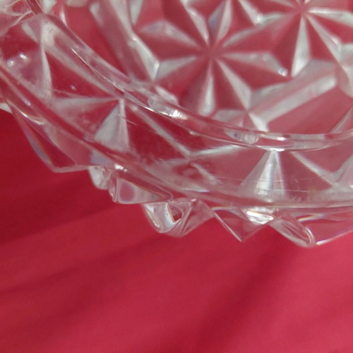 Crystal ashtray large used with embossed flower and leaf designs