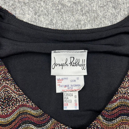 Joseph Ribkoff blouse with zigzag pattern and fringes, like new, size 12 CAN/10 US