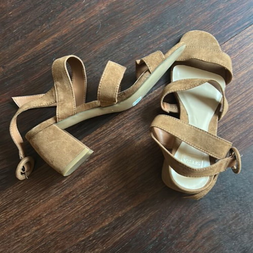 Sfera Suede Brown Sandals Size 37 New Medium Thick Heel