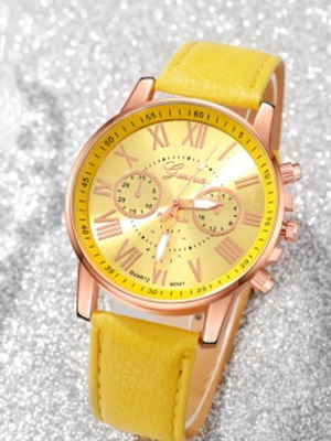 Women's watch new with yellow leather strap