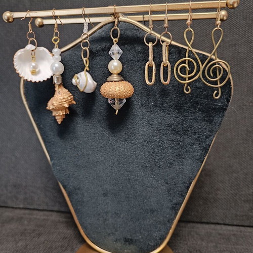 Handmade earrings new from shells, pearls, crystals and bronze