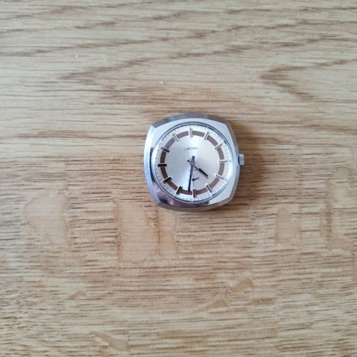 Laora vintage wristwatch used, silver, steel with winding mechanism