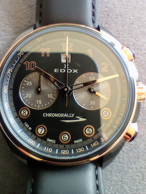 Edox Chronorally S Automatic Chronograph new men's watch black and gold