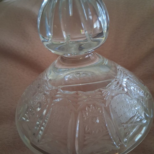 Crystal fondue pot lid used, carved, 10cm diameter