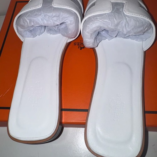 Hermes white H-style sandals size 37