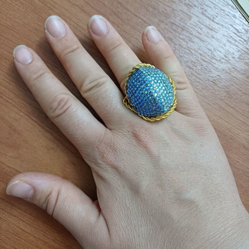 Handmade ring used, two-tone Marguerite