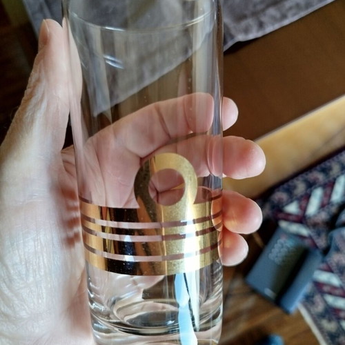 Set of 6 tall whisky glasses with gold PN insignia like new