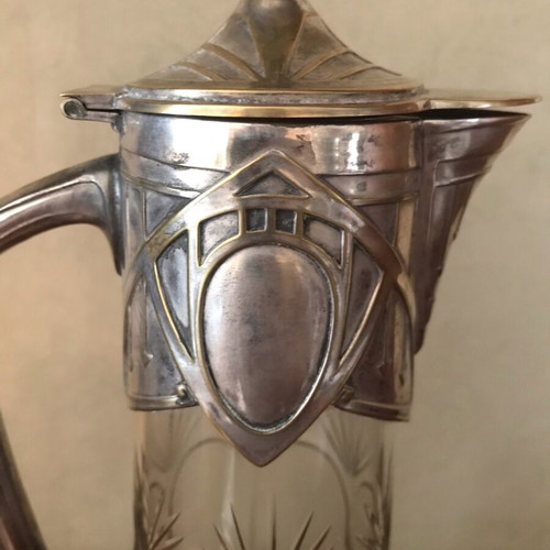 Art Nouveau carafe used with crystal and metal details
