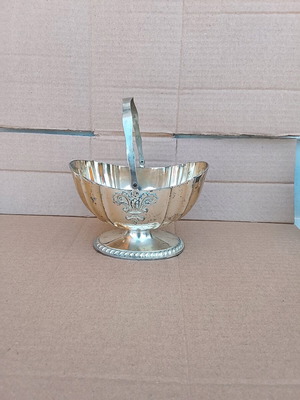 Silver-plated fontaniera used with handles, vintage 15cm x 9cm